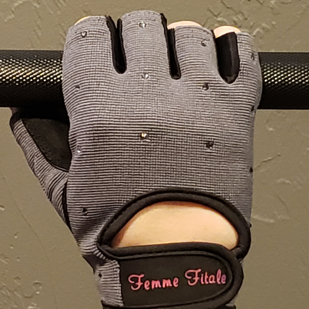 Steel Gray Femme Fitale Fitness Swarovski Crystal Embellished Fitness Gloves