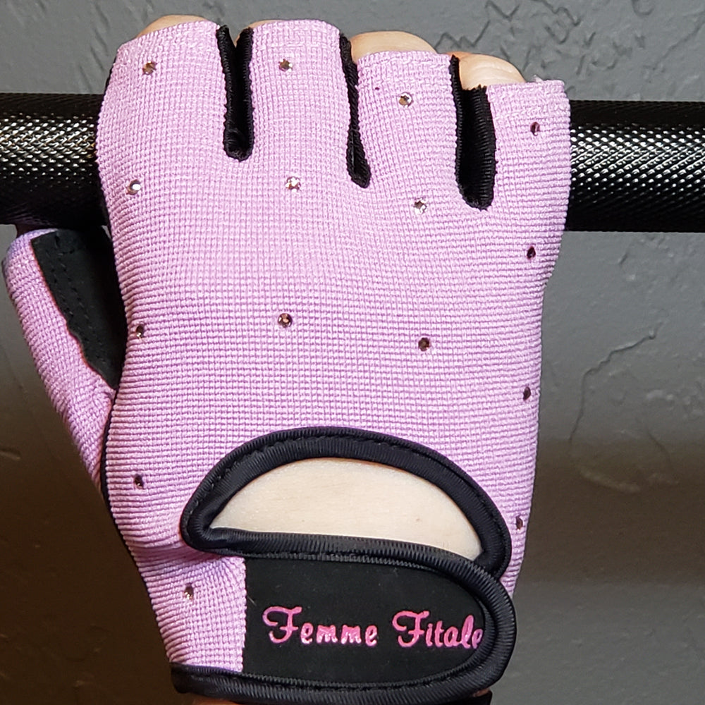 Lavender Femme Fitale Fitness Swarovski Crystal Embellished Fitness Gloves
