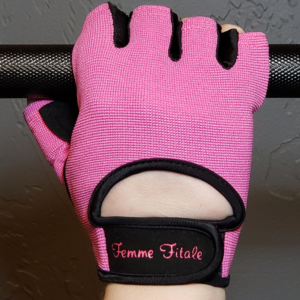 Hot Pink Femme Fitale Fitness Gloves - No Crystals