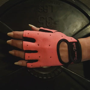 
                  
                    Load and play video in Gallery viewer, Coral Femme Fitale Fitness Swarovski Crystal Embellished Fitness Gloves
                  
                