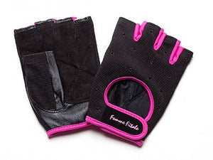
                  
                    Load image into Gallery viewer, Black with Fuchsia Accents Femme Fitale Fitness Swarovski Crystal Embellished Fitness Gloves
                  
                