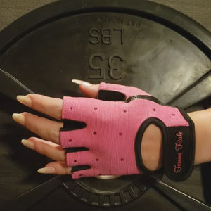 
                  
                    Load and play video in Gallery viewer, Hot Pink Femme Fitale Fitness Swarovski Crystal Embellished Fitness Gloves
                  
                