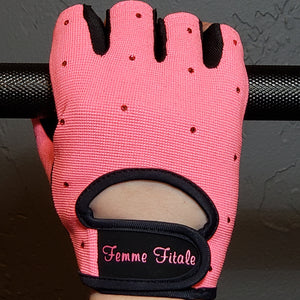 
                  
                    Load image into Gallery viewer, Coral Femme Fitale Fitness Swarovski Crystal Embellished Fitness Gloves
                  
                