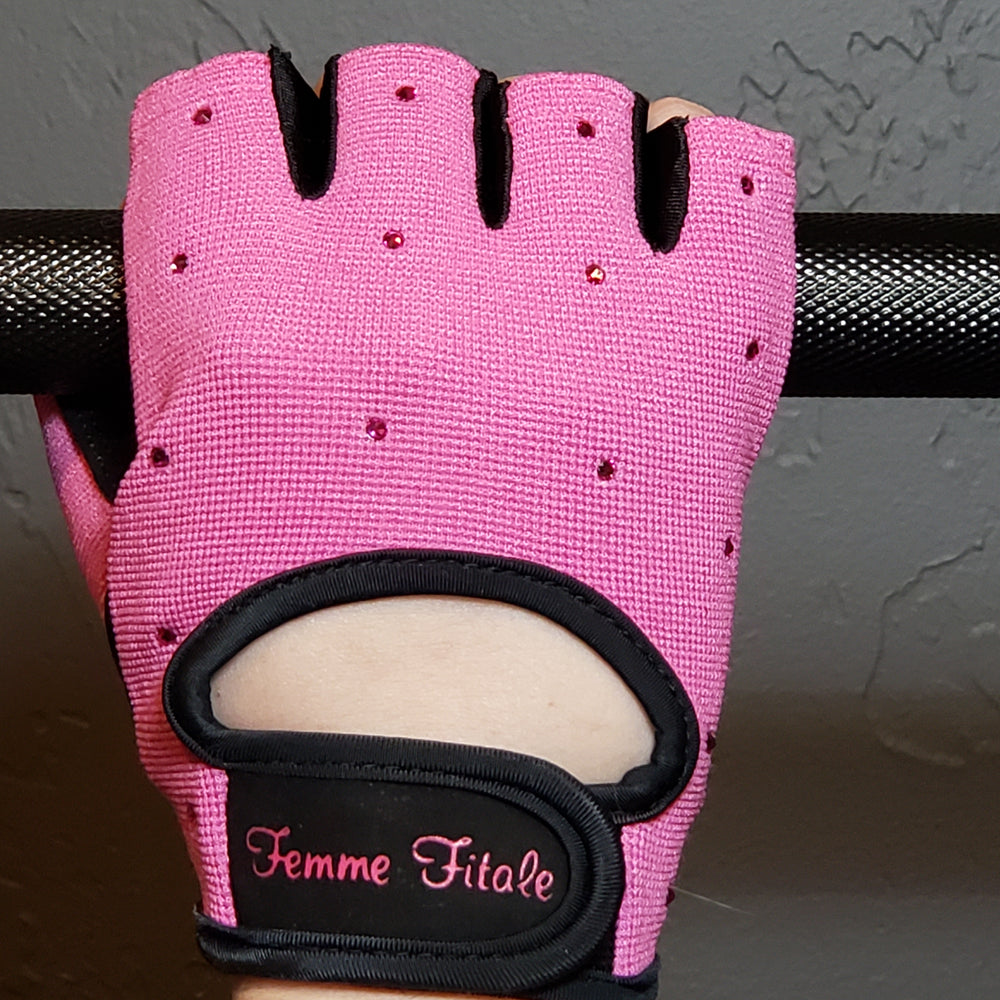 fitness handschuhe pink Femme Fitale Pink Swarovski Crystal Womens Fitness Weight Gloves – Femme Fitale Fitness