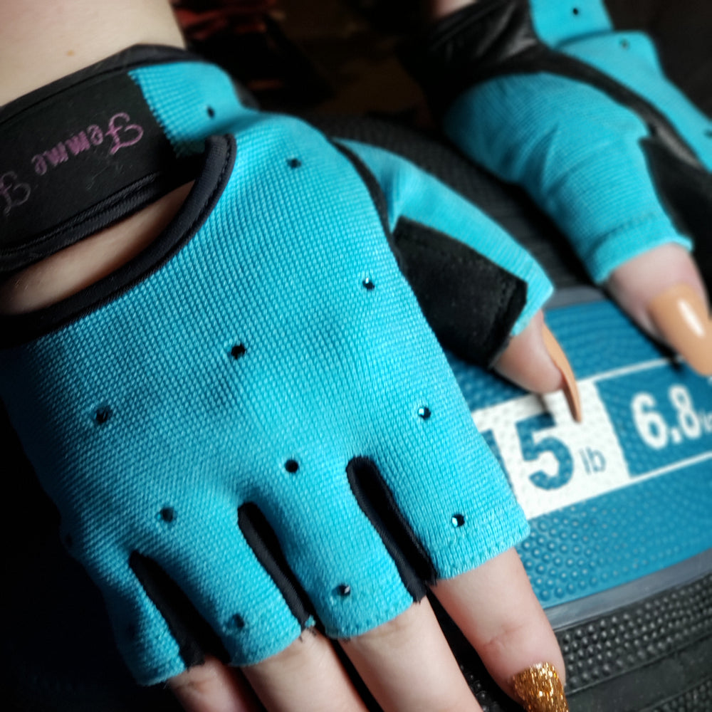 Women's Aquamarine Workout Fitness Training Gloves