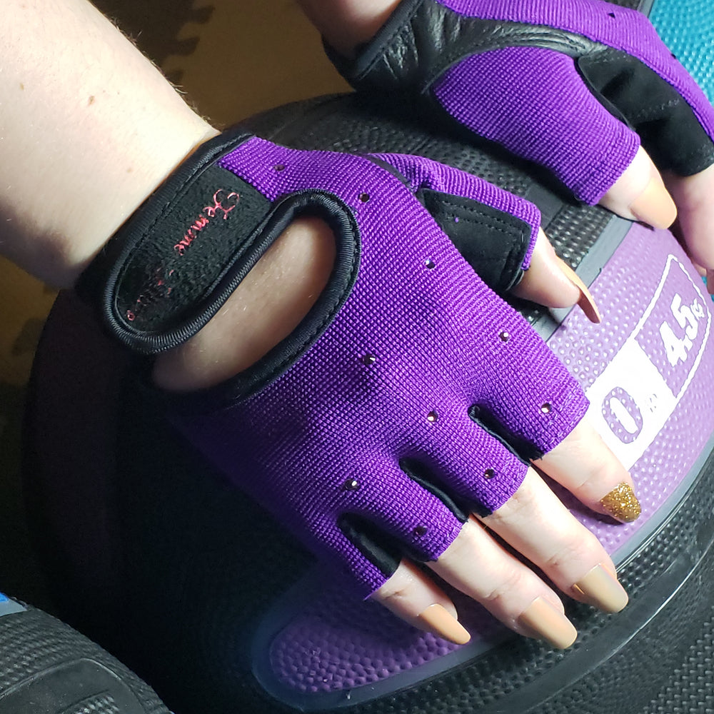 Women's Fitness Gloves - Black/Purple Gorilla Wear