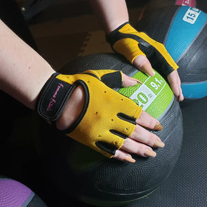 
                  
                    Load image into Gallery viewer, Yellow Femme Fitale Fitness Swarovski Crystal Embellished Fitness Gloves
                  
                