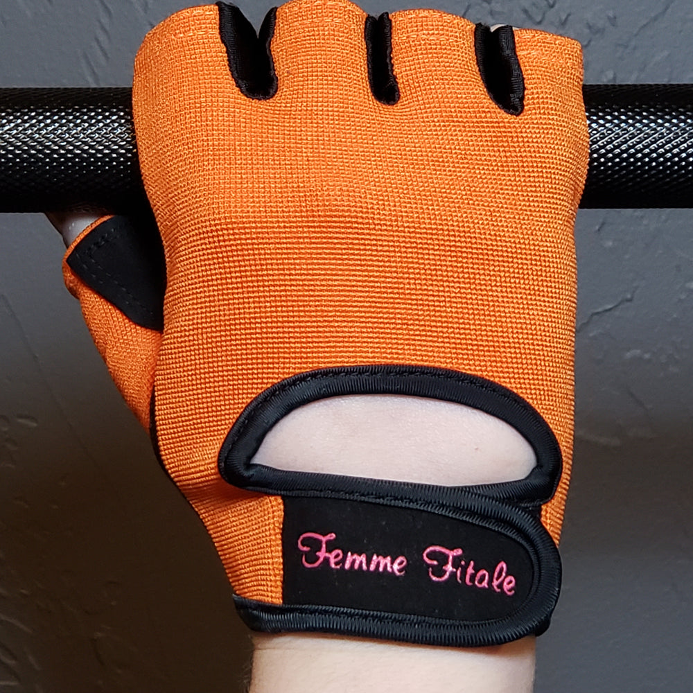 Orange Femme Fitale Fitness Gloves - No Crystals