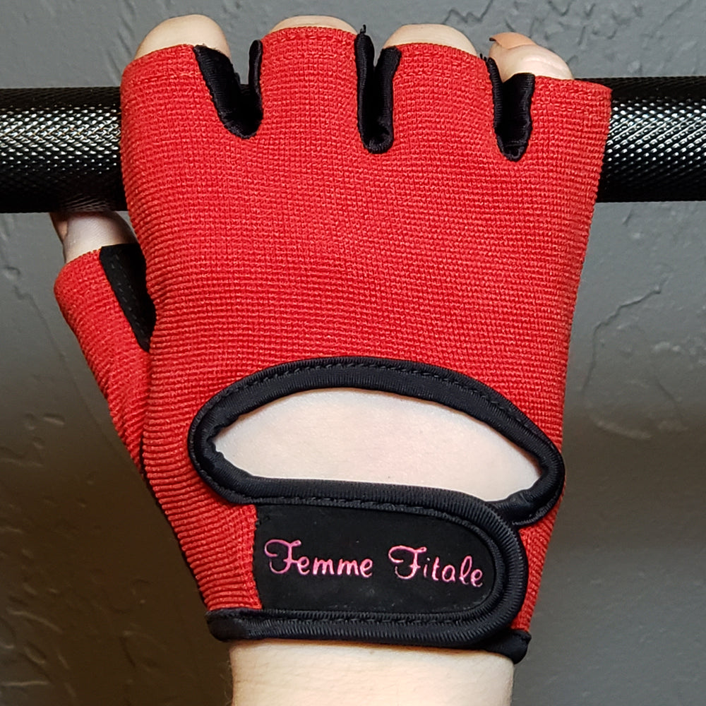 Red Femme Fitale Fitness Gloves - No Crystals