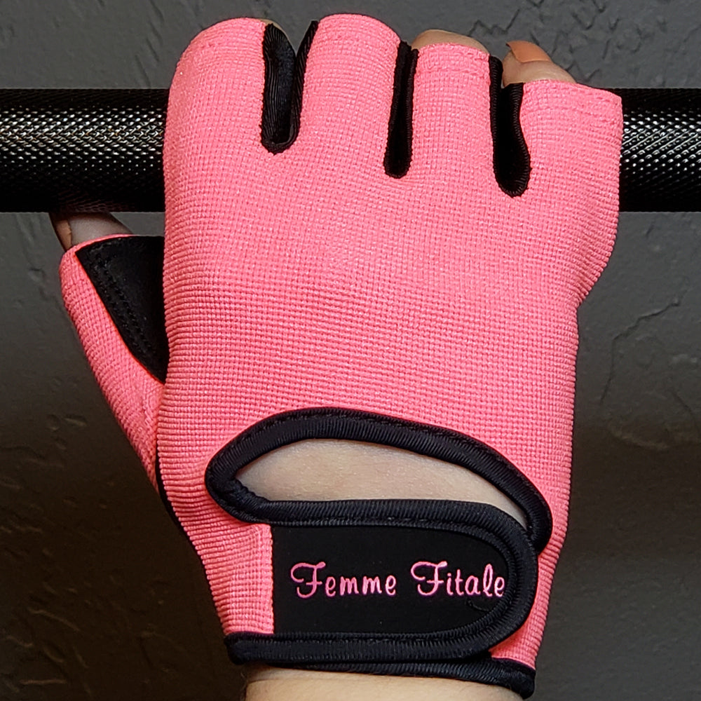 Coral Femme Fitale Fitness Gloves - No Crystals
