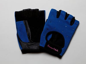 
                  
                    Load image into Gallery viewer, Royal Blue Femme Fitale Fitness Swarovski Crystal Embellished Fitness Gloves
                  
                
