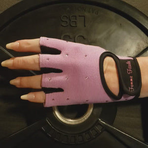 
                  
                    Load and play video in Gallery viewer, Lavender Femme Fitale Fitness Swarovski Crystal Embellished Fitness Gloves
                  
                