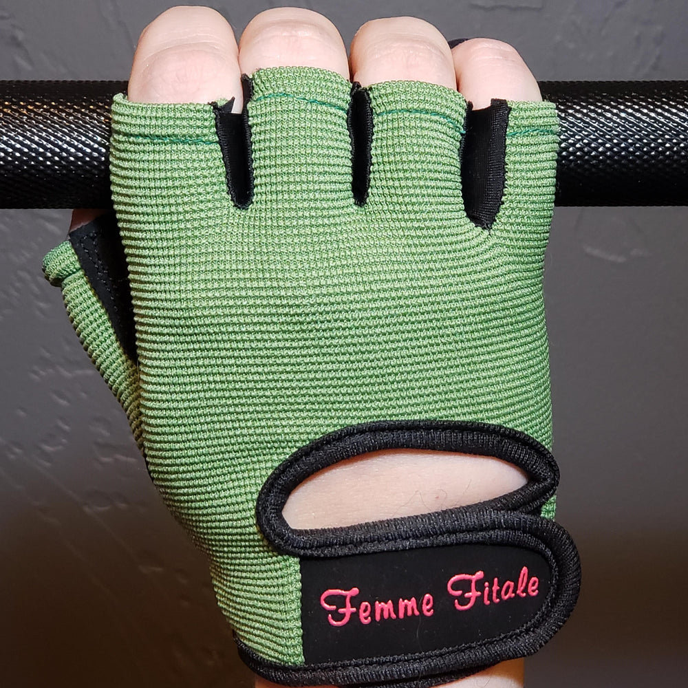 Olive Green Femme Fitale Fitness Gloves - No Crystals **NEW COLOR**